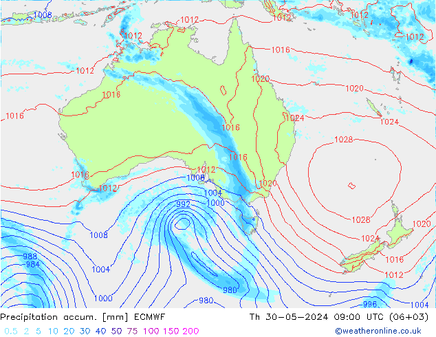 Precipitation accum. ECMWF  30.05.2024 09 UTC