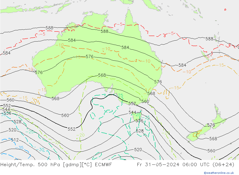 Z500/Rain (+SLP)/Z850 ECMWF ven 31.05.2024 06 UTC