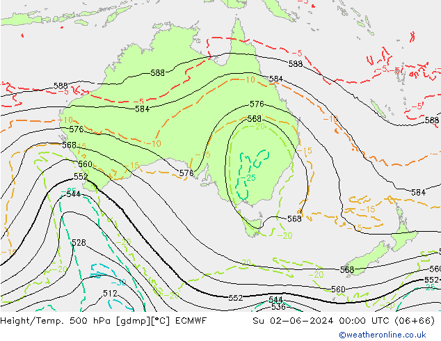 Z500/Rain (+SLP)/Z850 ECMWF Su 02.06.2024 00 UTC