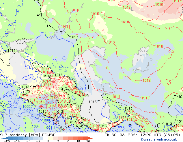 Tendance de pression  ECMWF jeu 30.05.2024 12 UTC