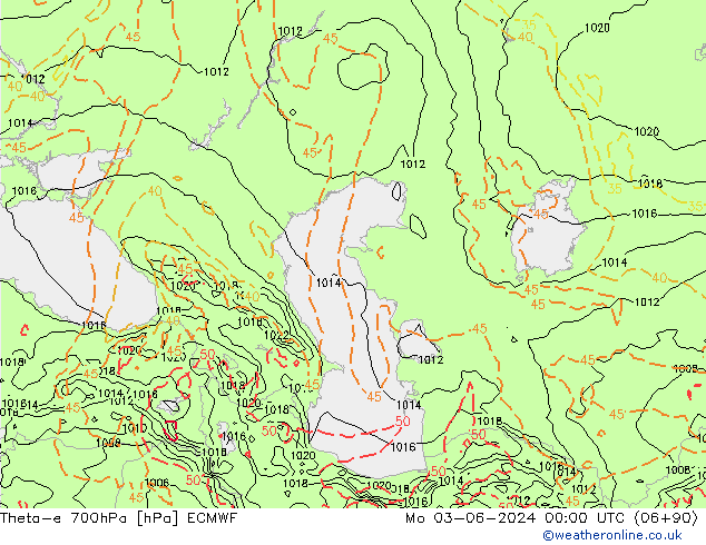 Theta-e 700hPa ECMWF  03.06.2024 00 UTC