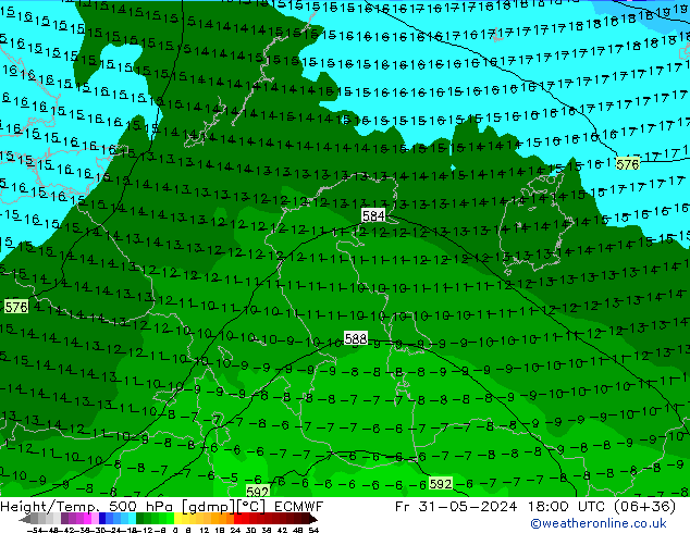 Z500/Rain (+SLP)/Z850 ECMWF ven 31.05.2024 18 UTC