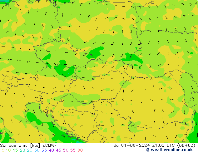 Vento 10 m ECMWF Sáb 01.06.2024 21 UTC