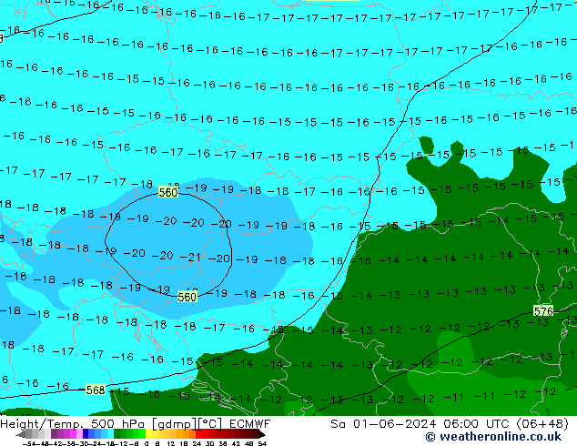 Z500/Rain (+SLP)/Z850 ECMWF so. 01.06.2024 06 UTC