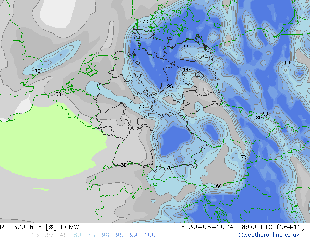 RH 300 hPa ECMWF Do 30.05.2024 18 UTC