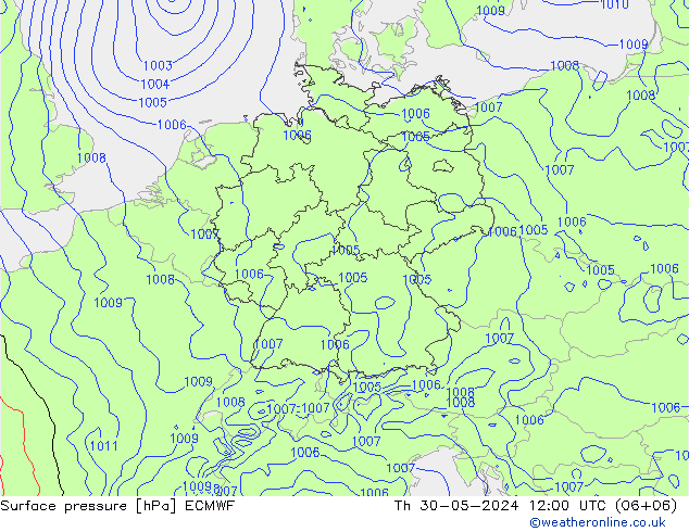 Surface pressure ECMWF Th 30.05.2024 12 UTC