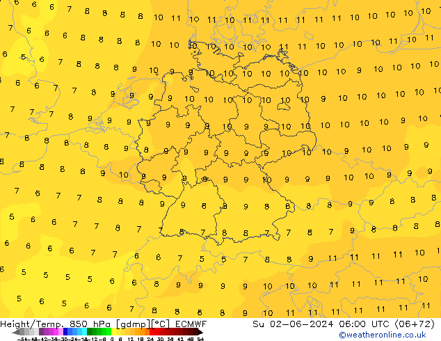 Z500/Rain (+SLP)/Z850 ECMWF Su 02.06.2024 06 UTC