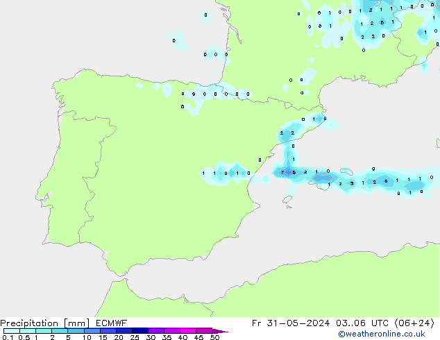 Precipitation ECMWF Fr 31.05.2024 06 UTC