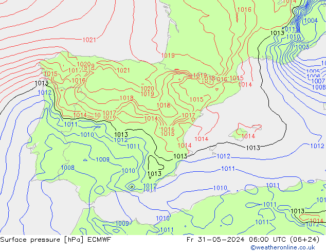 pression de l'air ECMWF ven 31.05.2024 06 UTC