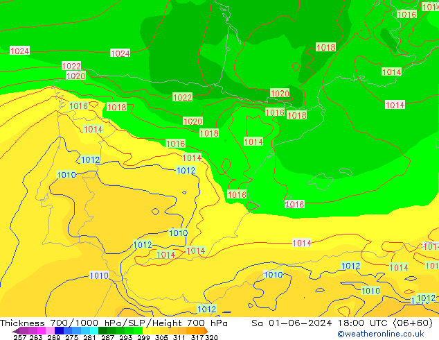 Thck 700-1000 hPa ECMWF So 01.06.2024 18 UTC