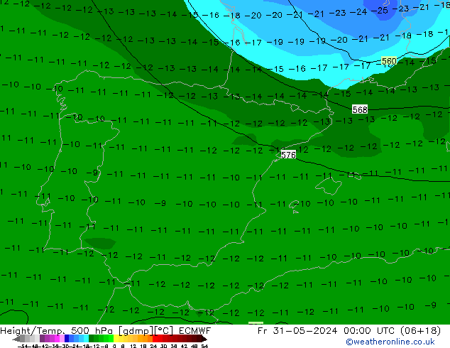 Z500/Rain (+SLP)/Z850 ECMWF Sex 31.05.2024 00 UTC