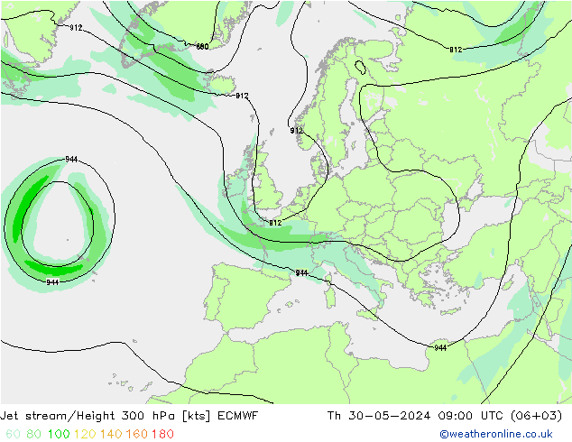 Straalstroom ECMWF do 30.05.2024 09 UTC