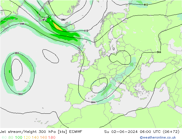 Prąd strumieniowy ECMWF nie. 02.06.2024 06 UTC