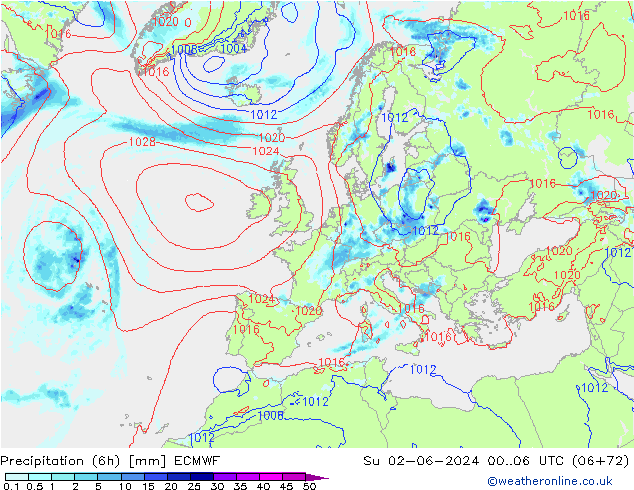 Z500/Rain (+SLP)/Z850 ECMWF nie. 02.06.2024 06 UTC