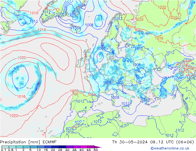 Neerslag ECMWF do 30.05.2024 12 UTC