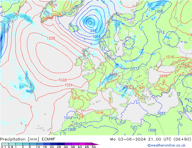 Neerslag ECMWF ma 03.06.2024 00 UTC