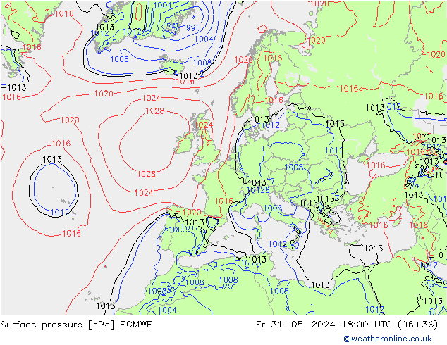 Yer basıncı ECMWF Cu 31.05.2024 18 UTC