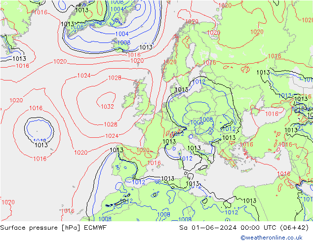 Bodendruck ECMWF Sa 01.06.2024 00 UTC