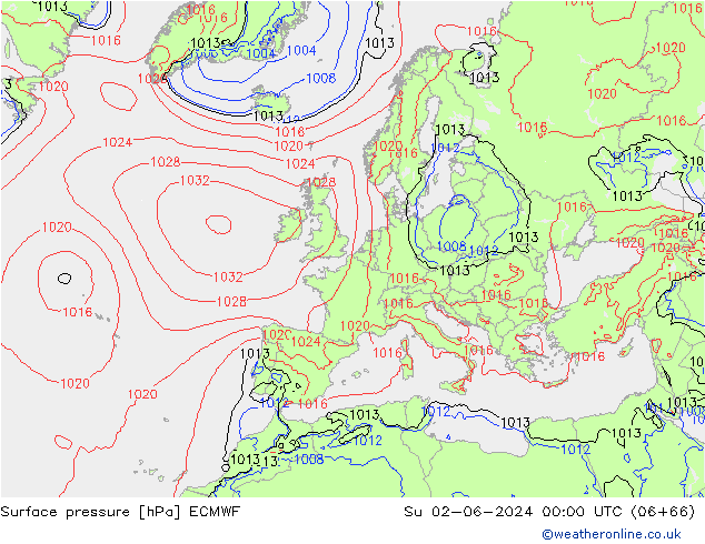 pression de l'air ECMWF dim 02.06.2024 00 UTC