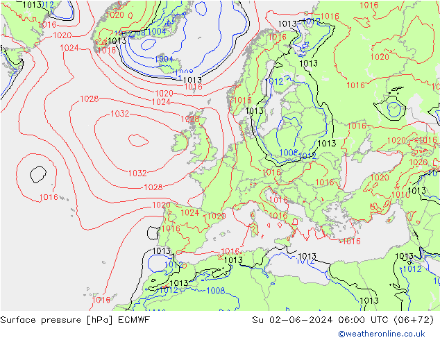 Surface pressure ECMWF Su 02.06.2024 06 UTC