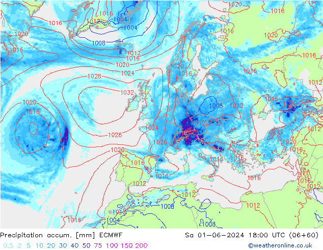 Toplam Yağış ECMWF Cts 01.06.2024 18 UTC