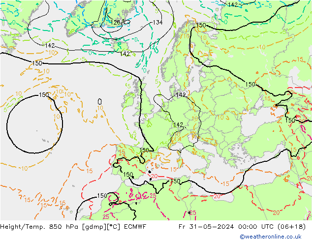 Z500/Regen(+SLP)/Z850 ECMWF vr 31.05.2024 00 UTC