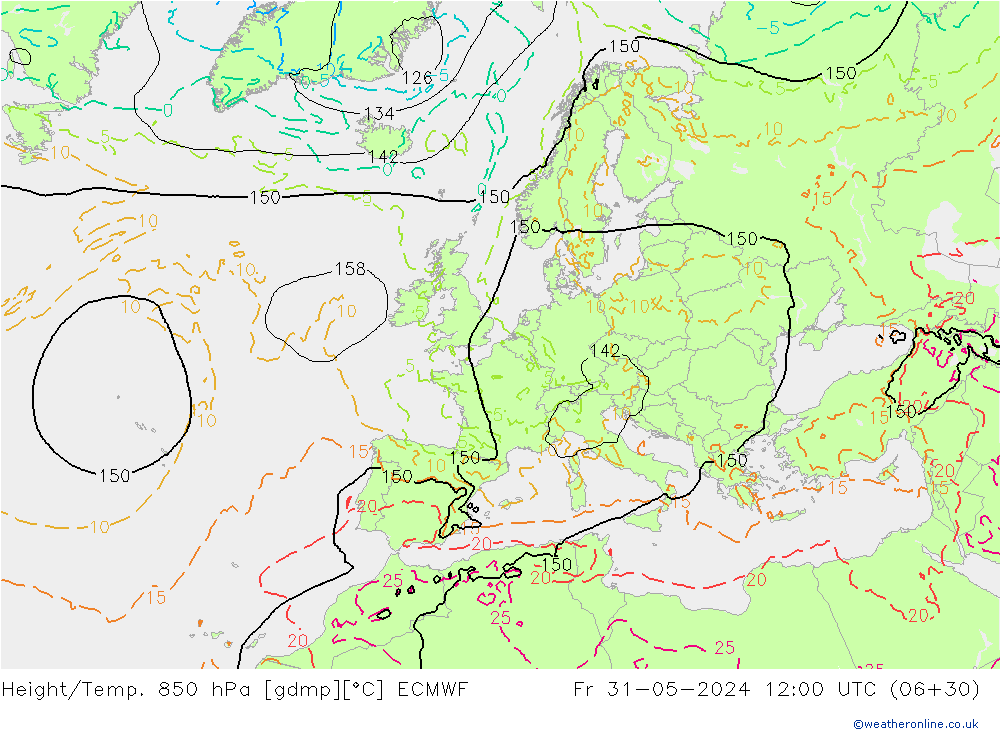 Z500/Regen(+SLP)/Z850 ECMWF vr 31.05.2024 12 UTC