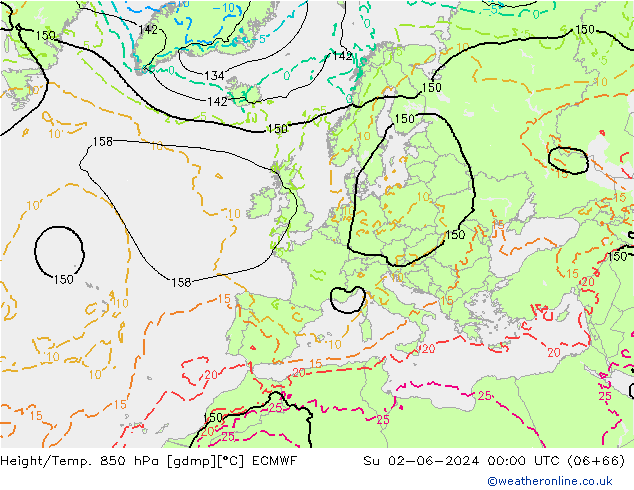 Z500/Rain (+SLP)/Z850 ECMWF Su 02.06.2024 00 UTC