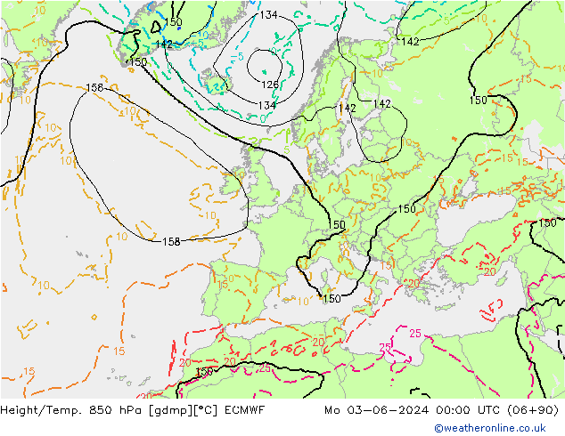 Height/Temp. 850 hPa ECMWF Po 03.06.2024 00 UTC