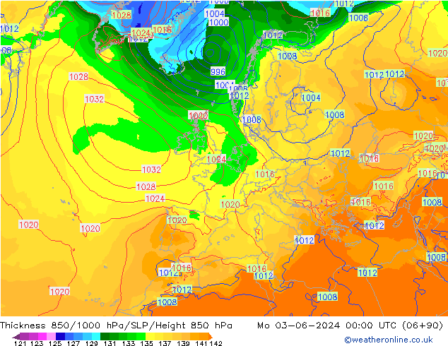 Thck 850-1000 hPa ECMWF Mo 03.06.2024 00 UTC