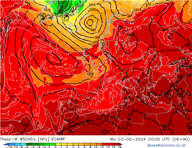 Theta-W 850hPa ECMWF lun 03.06.2024 00 UTC