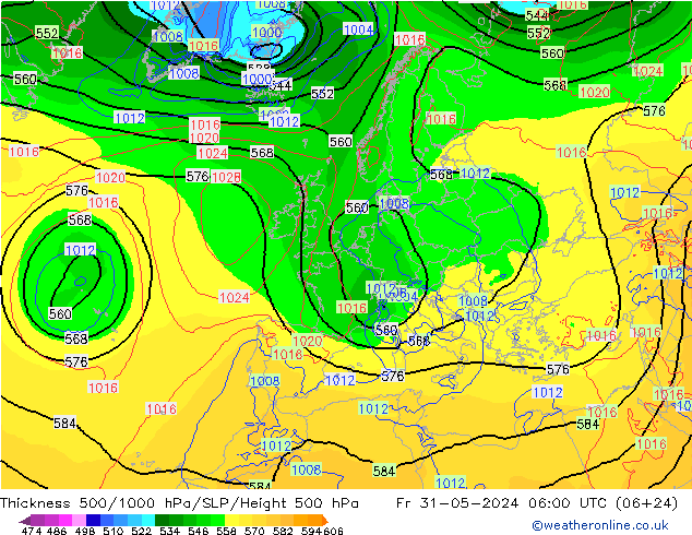 Thck 500-1000hPa ECMWF Sex 31.05.2024 06 UTC