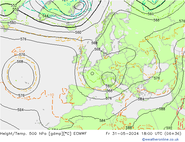 Z500/Rain (+SLP)/Z850 ECMWF пт 31.05.2024 18 UTC