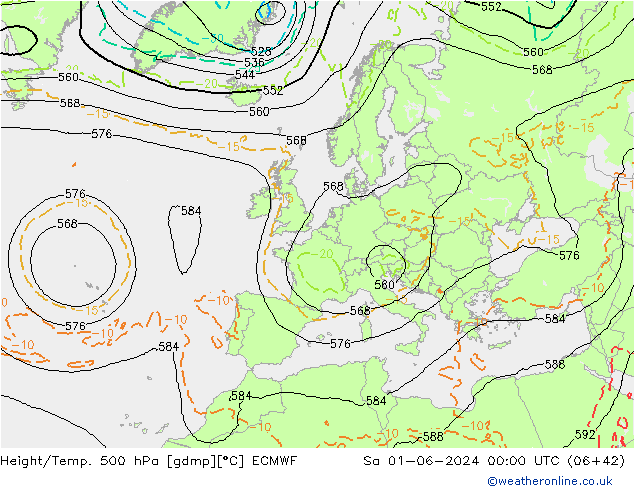 Z500/Rain (+SLP)/Z850 ECMWF sam 01.06.2024 00 UTC