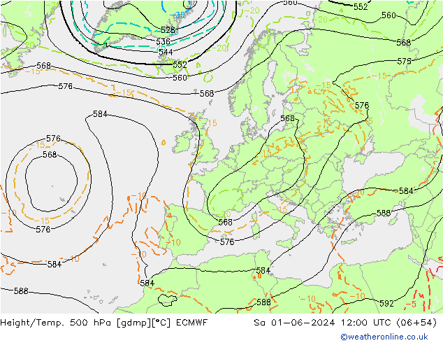 Z500/Rain (+SLP)/Z850 ECMWF sam 01.06.2024 12 UTC