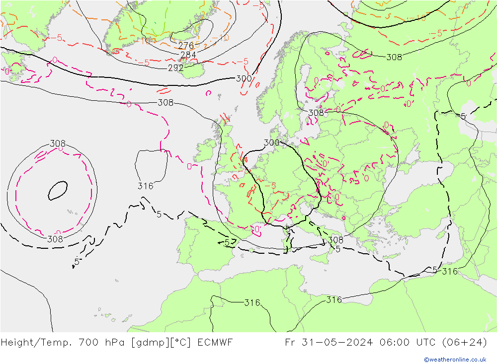 Height/Temp. 700 hPa ECMWF  31.05.2024 06 UTC