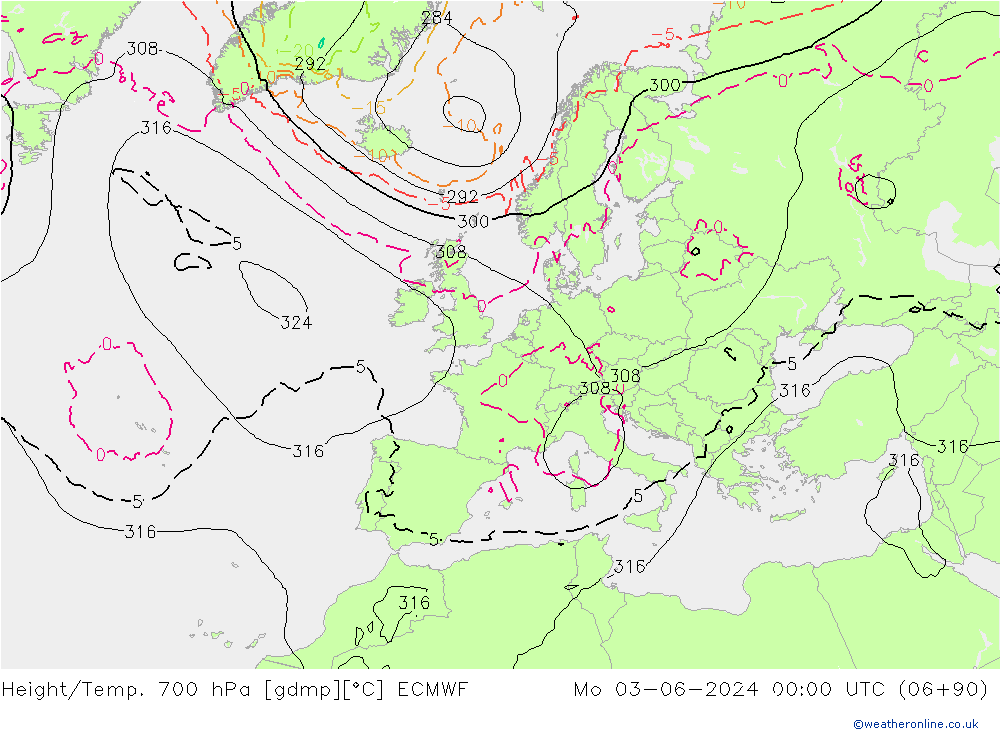 Géop./Temp. 700 hPa ECMWF lun 03.06.2024 00 UTC