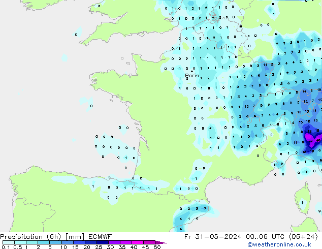 Z500/Rain (+SLP)/Z850 ECMWF Fr 31.05.2024 06 UTC