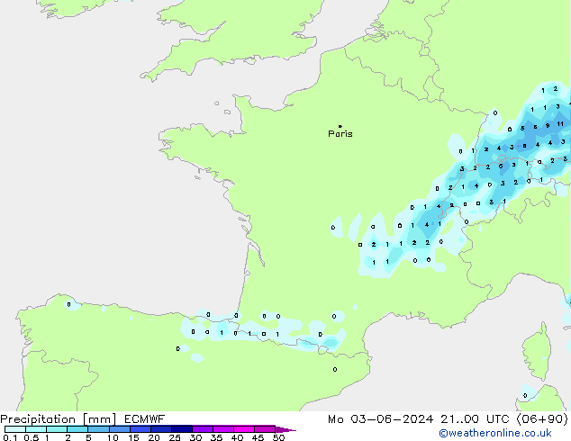 Precipitation ECMWF Mo 03.06.2024 00 UTC