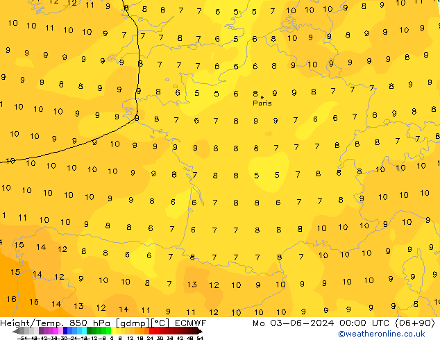 Z500/Rain (+SLP)/Z850 ECMWF Mo 03.06.2024 00 UTC