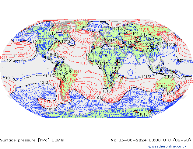 приземное давление ECMWF пн 03.06.2024 00 UTC