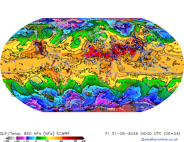 SLP/Temp. 850 hPa ECMWF ven 31.05.2024 06 UTC