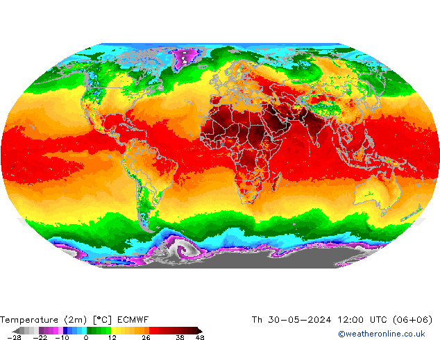 Temperature (2m) ECMWF Čt 30.05.2024 12 UTC