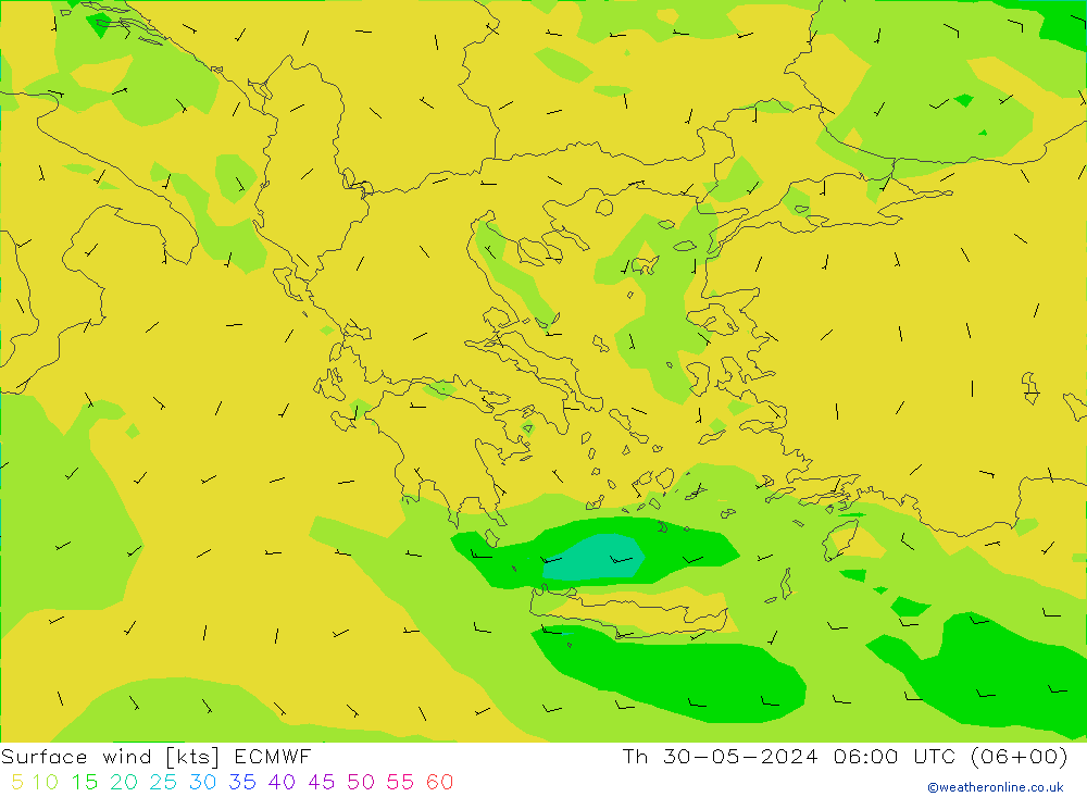 Rüzgar 10 m ECMWF Per 30.05.2024 06 UTC