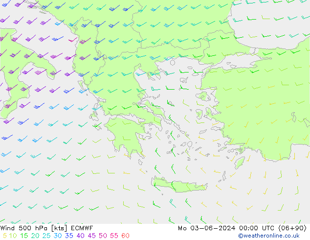 Wind 500 hPa ECMWF Mo 03.06.2024 00 UTC