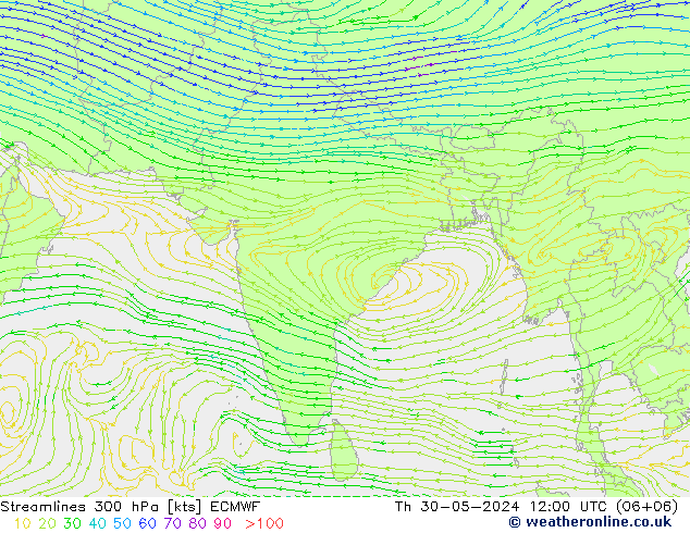 Streamlines 300 hPa ECMWF Th 30.05.2024 12 UTC