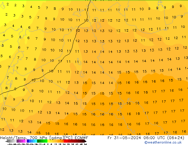 Height/Temp. 700 hPa ECMWF  31.05.2024 06 UTC