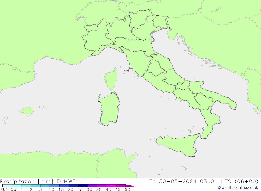 Precipitazione ECMWF gio 30.05.2024 06 UTC