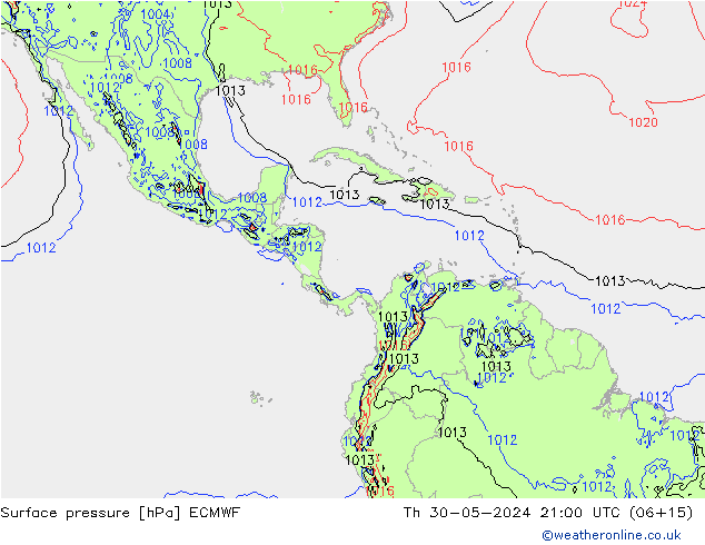 pression de l'air ECMWF jeu 30.05.2024 21 UTC