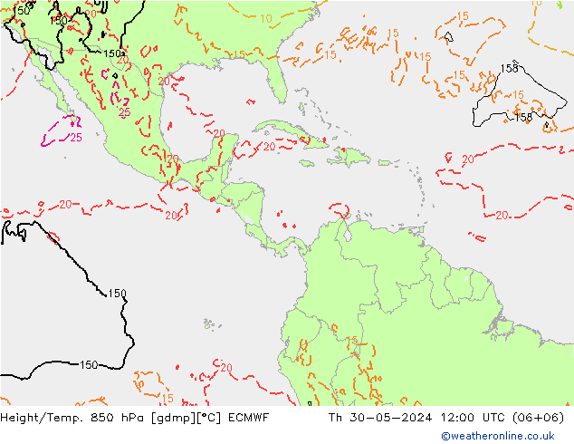 Z500/Rain (+SLP)/Z850 ECMWF Th 30.05.2024 12 UTC